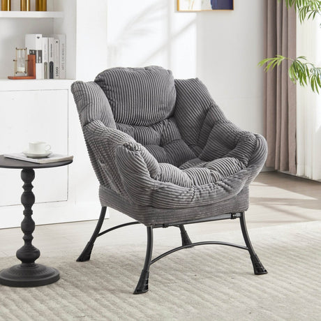 Modern Grey Accent Chair With Ottoman - Zenvia - Sleep Galleria