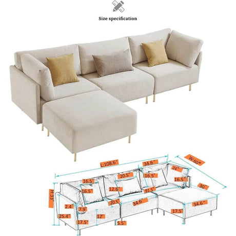 Modular Convertible Sectional Sofa Set - Zenvia - Sleep Galleria