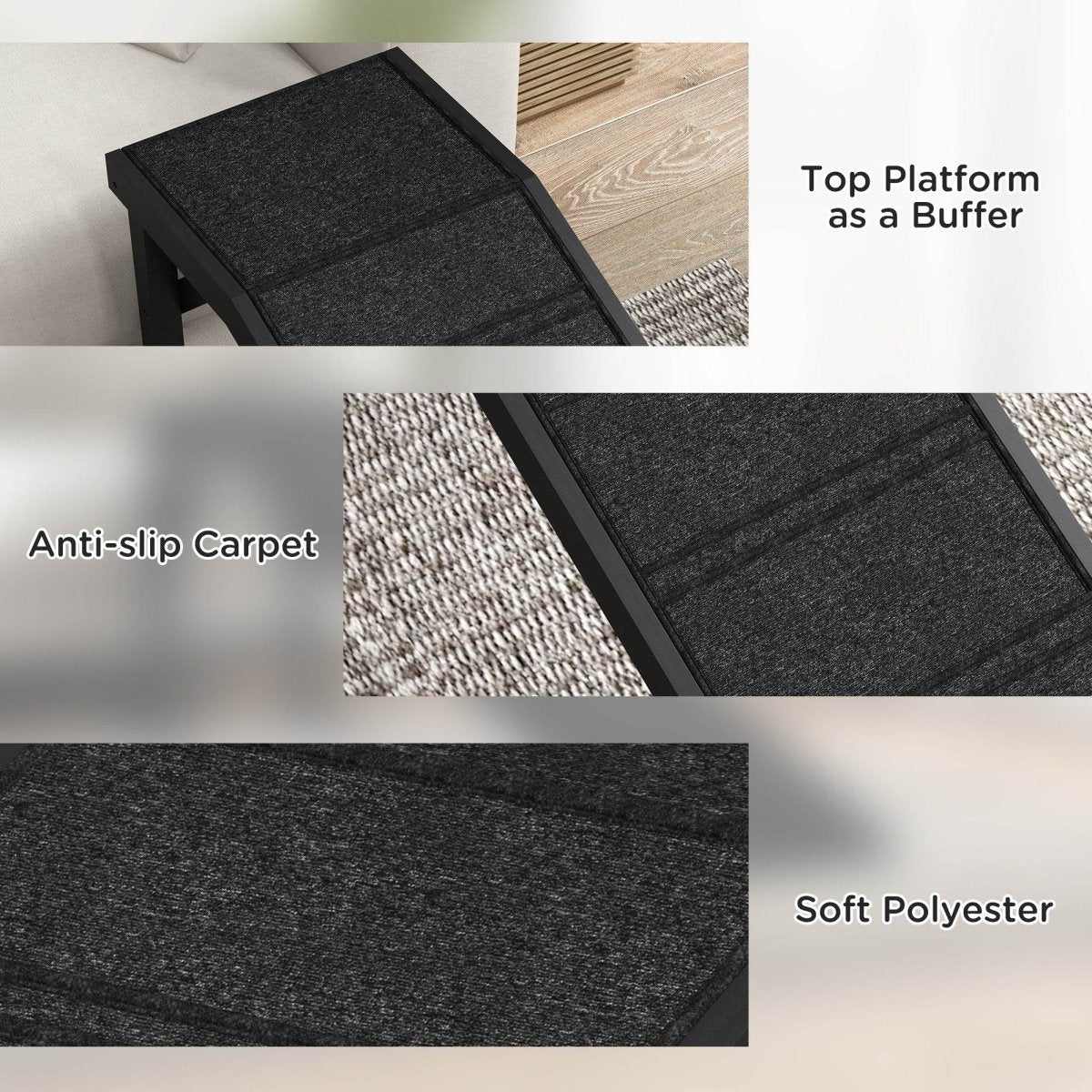 Pine Wood Dog Ramp With Anti-Slip Carpet Platform - Sleep Galleria