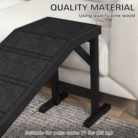 Pine Wood Dog Ramp With Anti-Slip Carpet Platform - Sleep Galleria