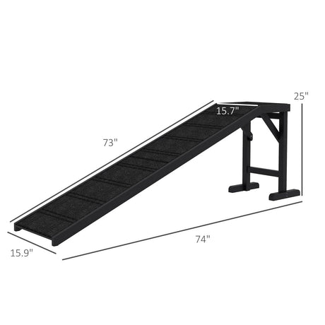 Pine Wood Dog Ramp With Anti-Slip Carpet Platform - Sleep Galleria