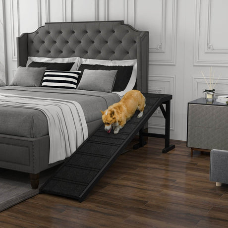 Pine Wood Dog Ramp With Anti-Slip Carpet Platform - Sleep Galleria