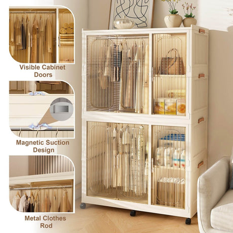 Portable Children’s Wardrobe Storage Organizer With Magnetic Doors - Sleep Galleria