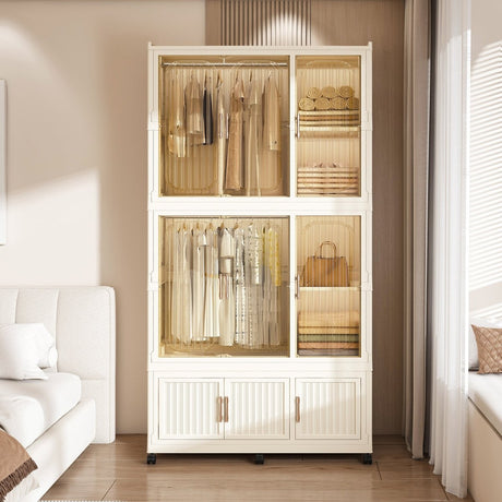 Portable Children’s Wardrobe With Magnetic Doors And Casters - Zenvia - Sleep Galleria