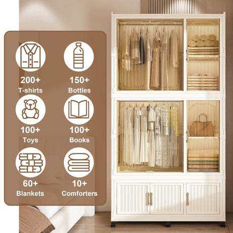 Portable Children’s Wardrobe With Magnetic Doors And Casters - Zenvia - Sleep Galleria