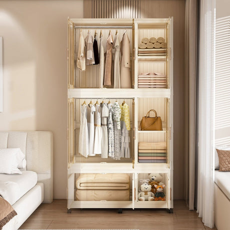 Portable Children’s Wardrobe With Magnetic Doors And Casters - Zenvia - Sleep Galleria