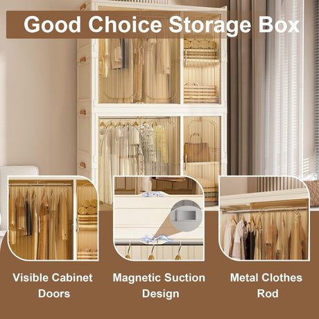 Portable Children’s Wardrobe With Magnetic Doors And Casters - Zenvia - Sleep Galleria