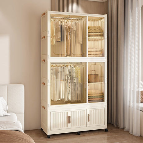 Portable Children’s Wardrobe With Magnetic Doors And Casters - Zenvia - Sleep Galleria