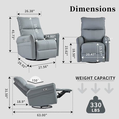 Power Swivel Rocker Recliner Chair - Zenvia - Sleep Galleria