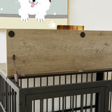 Rustic Brown Furniture Style Dog Crate With Wheels - Sleep Galleria