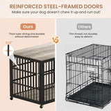 Rustic Brown Furniture Style Dog Crate With Wheels - Sleep Galleria