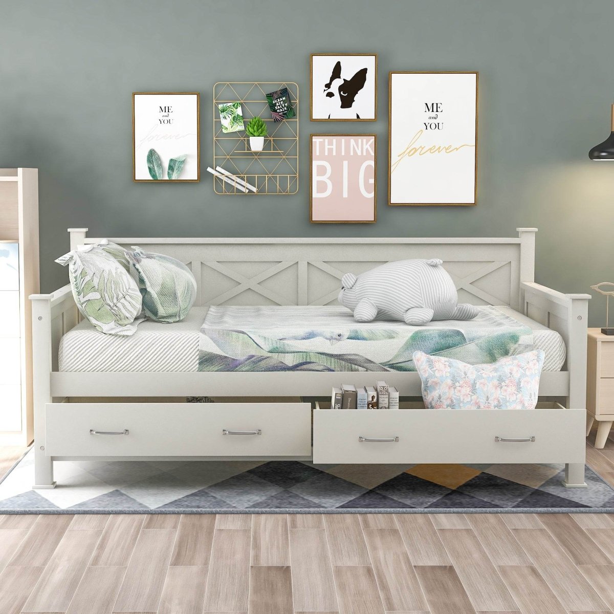 Rustic Cream White Wooden Daybed - Sleep Galleria