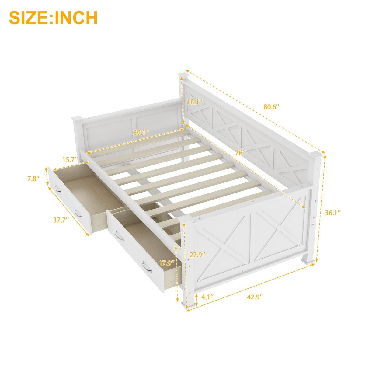 Rustic Cream White Wooden Daybed - Sleep Galleria