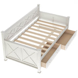 Rustic Cream White Wooden Daybed - Sleep Galleria