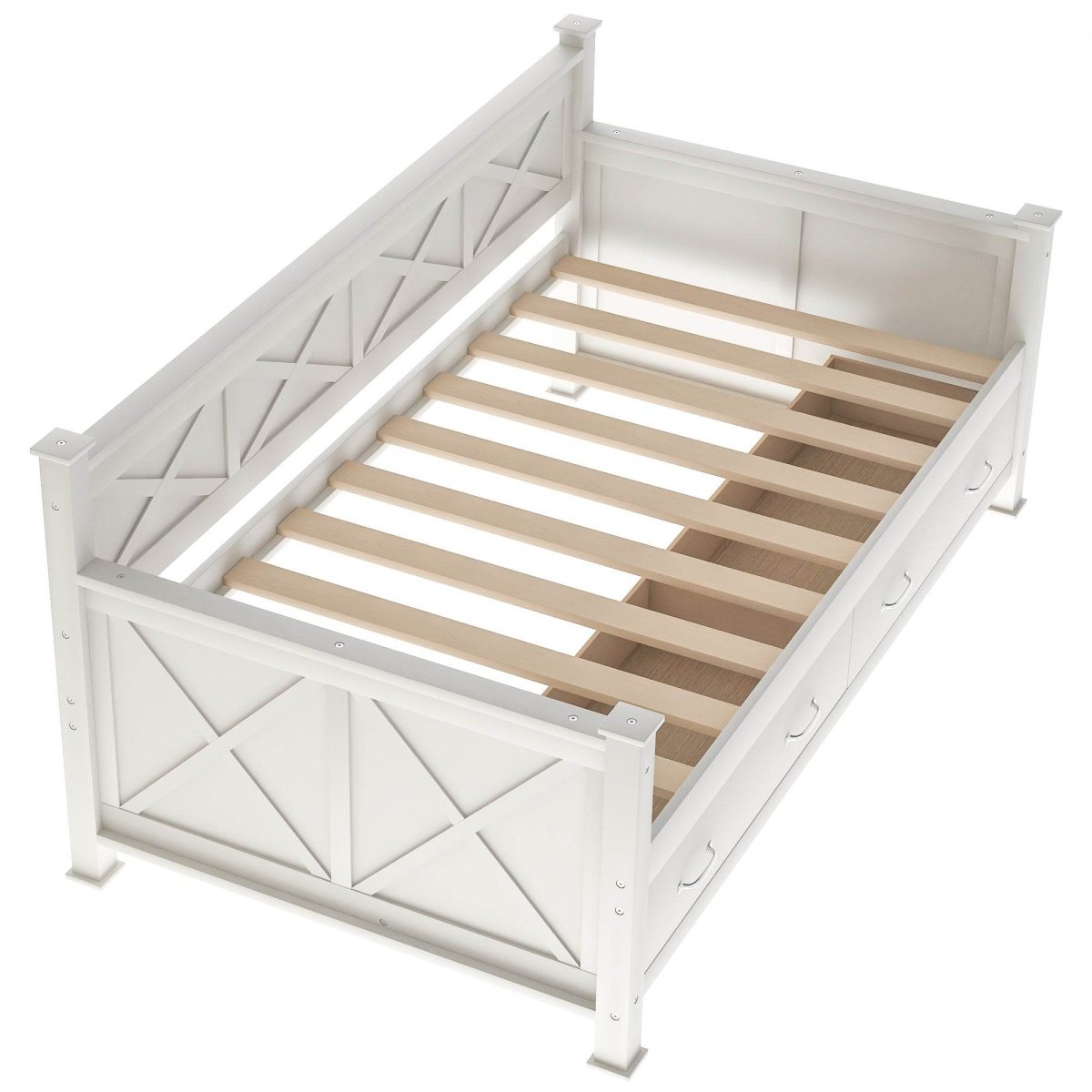 Rustic Cream White Wooden Daybed - Sleep Galleria