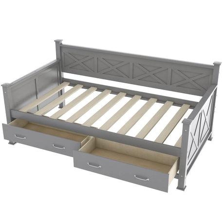 Rustic Twin Daybed With Storage Drawers - Sleep Galleria