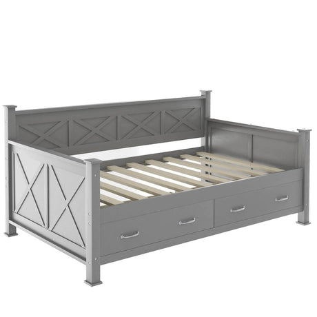 Rustic Twin Daybed With Storage Drawers - Sleep Galleria