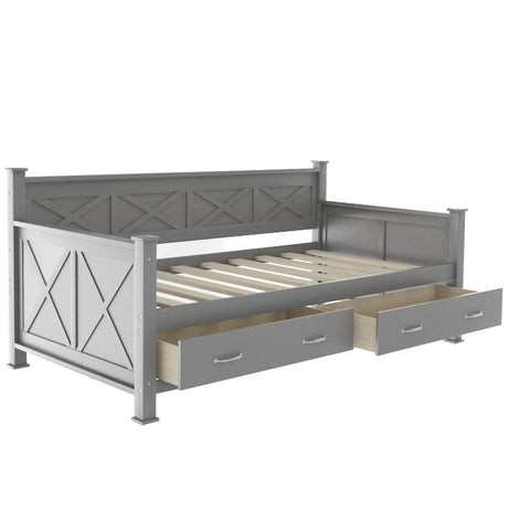 Rustic Twin Daybed With Storage Drawers - Sleep Galleria
