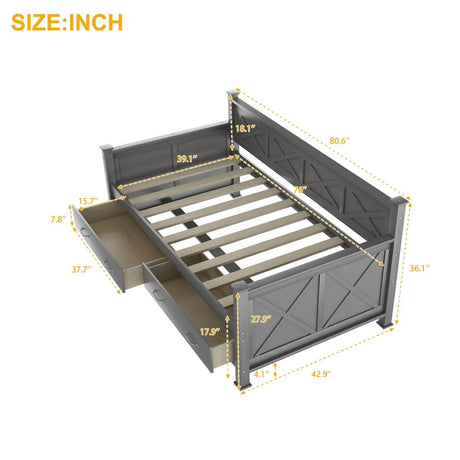 Rustic Twin Daybed With Storage Drawers - Sleep Galleria