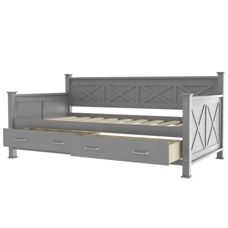 Rustic Twin Daybed With Storage Drawers - Sleep Galleria