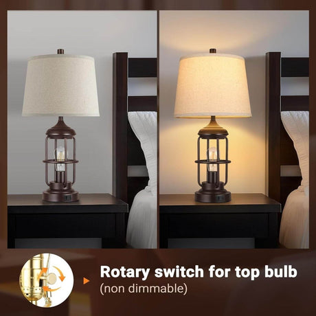 Set of 2 Rustic Farmhouse Touch Control Table Lamps - Zenvia - Sleep Galleria