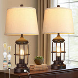 Set of 2 Rustic Farmhouse Touch Control Table Lamps - Sleep Galleria