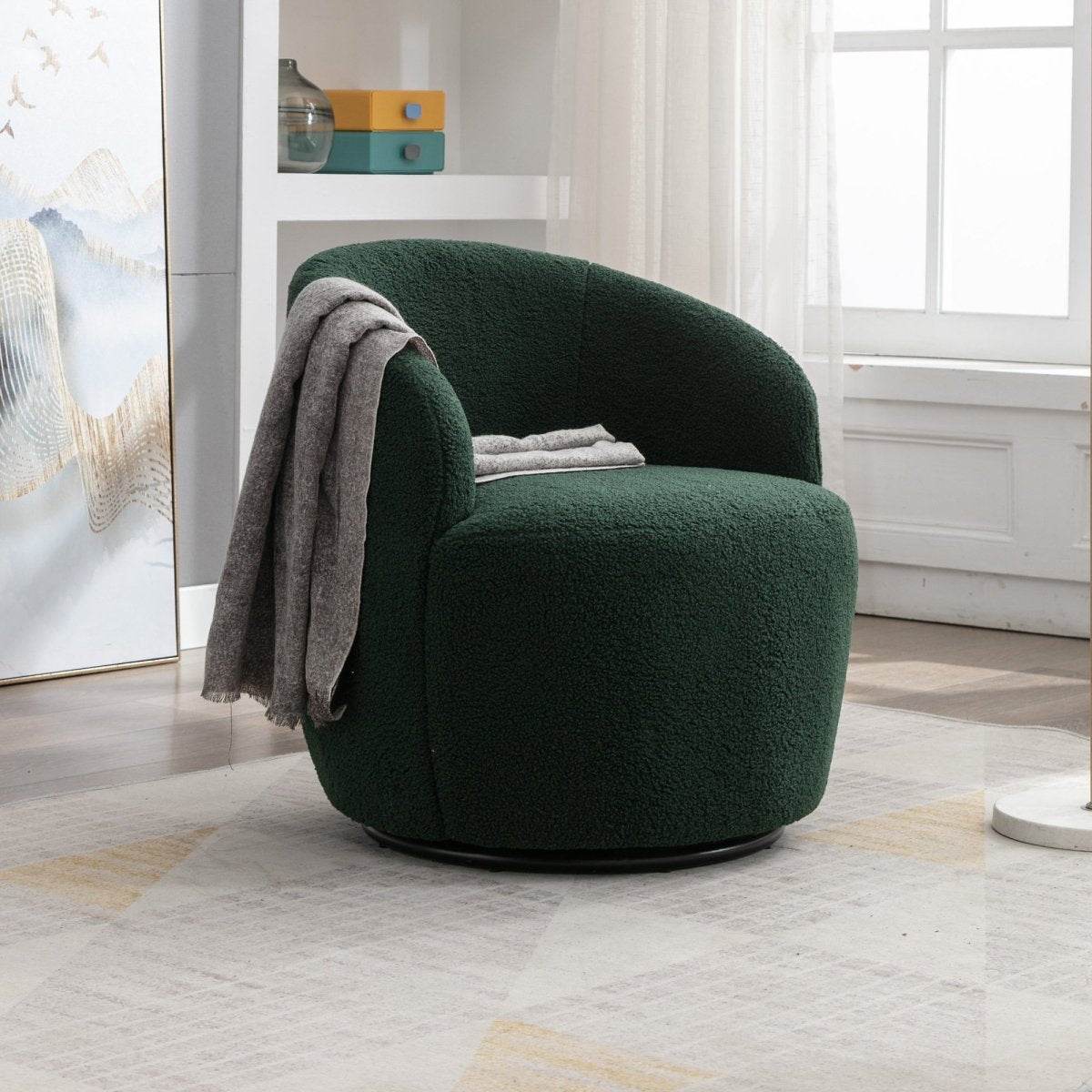 Soft Teddy Fabric Upholstered Swivel Accent Armchair - Sleep Galleria