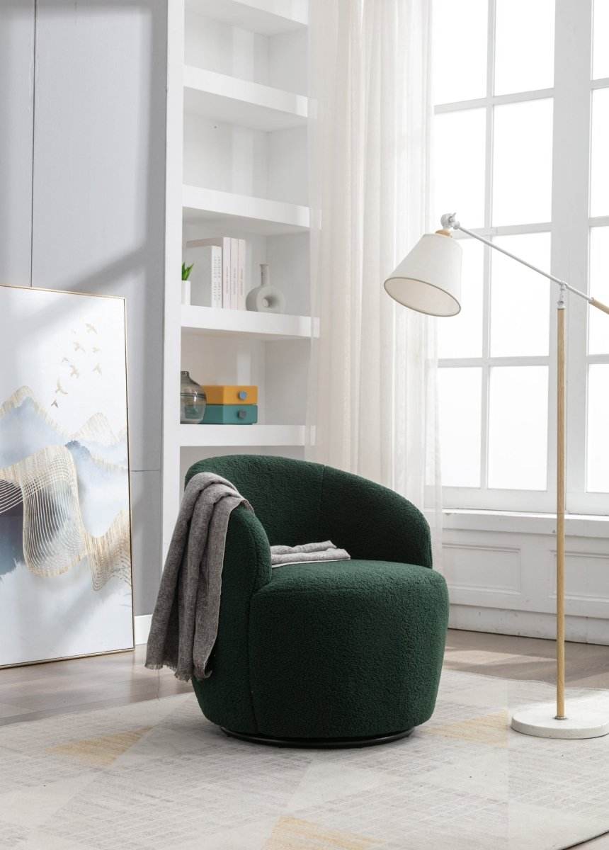 Soft Teddy Fabric Upholstered Swivel Accent Armchair - Sleep Galleria