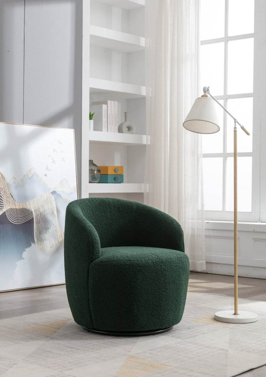 Soft Teddy Fabric Upholstered Swivel Accent Armchair - Sleep Galleria