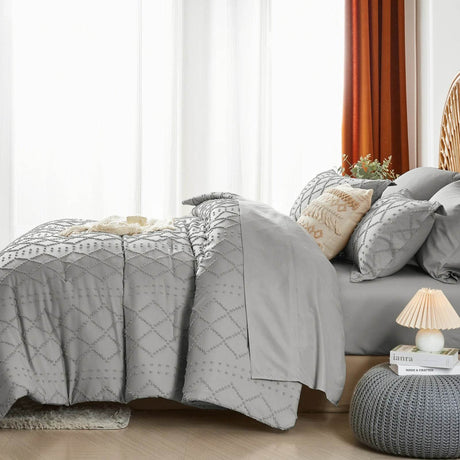 Soft Tufted Jacquard Microfiber Comforter Bedding Set - Zenvia - Sleep Galleria