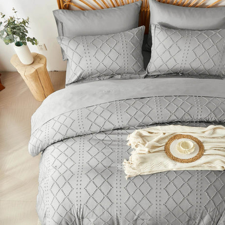 Soft Tufted Jacquard Microfiber Comforter Bedding Set - Zenvia - Sleep Galleria
