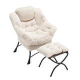 Soft White Lazy Chair with Ottoman - Sleep Galleria