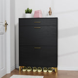 Space - Saving Black MDF Shoe Storage Cabinet With Drawers - Zenvia - Sleep Galleria