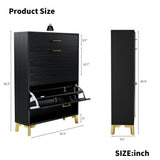 Space - Saving Black MDF Shoe Storage Cabinet With Drawers - Zenvia - Sleep Galleria