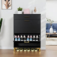 Space - Saving Black MDF Shoe Storage Cabinet With Drawers - Zenvia - Sleep Galleria