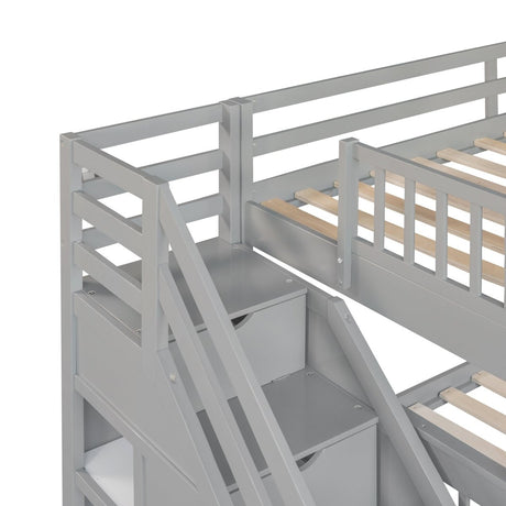 Twin Over Full L - Shaped Solid Wood Bunk Bed - Zenvia - Sleep Galleria
