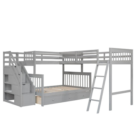 Twin Over Full L - Shaped Solid Wood Bunk Bed - Zenvia - Sleep Galleria