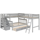 Twin Over Full L - Shaped Solid Wood Bunk Bed - Zenvia - Sleep Galleria