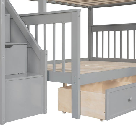 Twin Over Full L - Shaped Solid Wood Bunk Bed - Zenvia - Sleep Galleria