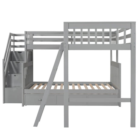 Twin Over Full L - Shaped Solid Wood Bunk Bed - Zenvia - Sleep Galleria