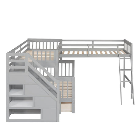 Twin Over Full L - Shaped Solid Wood Bunk Bed - Zenvia - Sleep Galleria
