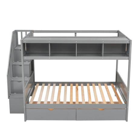 Twin Over Full Storage Staircase Bunk Bed - Zenvia - Sleep Galleria