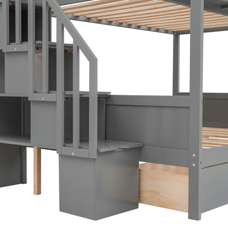 Twin Over Full Storage Staircase Bunk Bed - Zenvia - Sleep Galleria