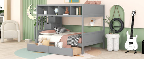 Twin Over Full Storage Staircase Bunk Bed - Zenvia - Sleep Galleria