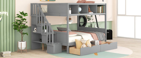 Twin Over Full Storage Staircase Bunk Bed - Zenvia - Sleep Galleria