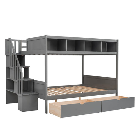 Twin Over Full Storage Staircase Bunk Bed - Zenvia - Sleep Galleria
