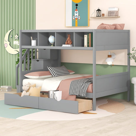 Twin Over Full Storage Staircase Bunk Bed - Zenvia - Sleep Galleria