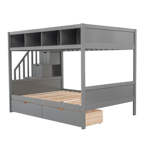 Twin Over Full Storage Staircase Bunk Bed - Zenvia - Sleep Galleria