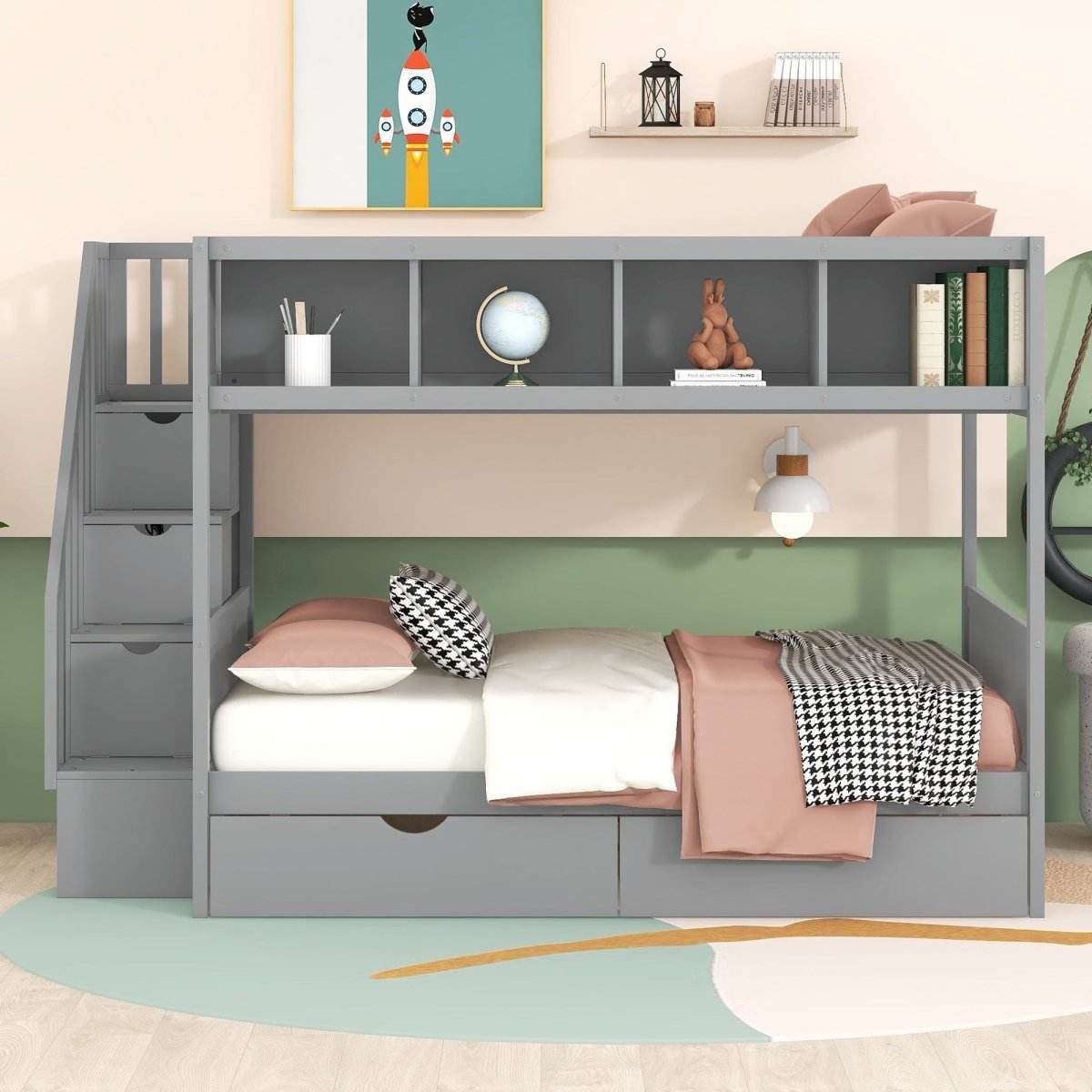 Twin Over Full Storage Staircase Bunk Bed - Sleep Galleria