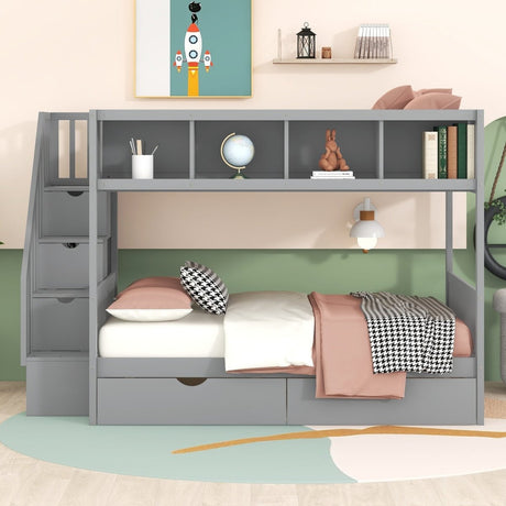 Twin Over Full Storage Staircase Bunk Bed - Zenvia - Sleep Galleria